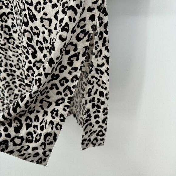 Womens Long Sleeve Tunic Top Mini Shirt Dress Size XS Leopard Boho Edgy Playful - Picture 5 of 7